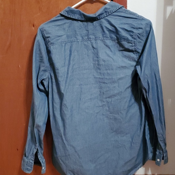 Blue on blue striped button down shirt - Picture 3 of 3